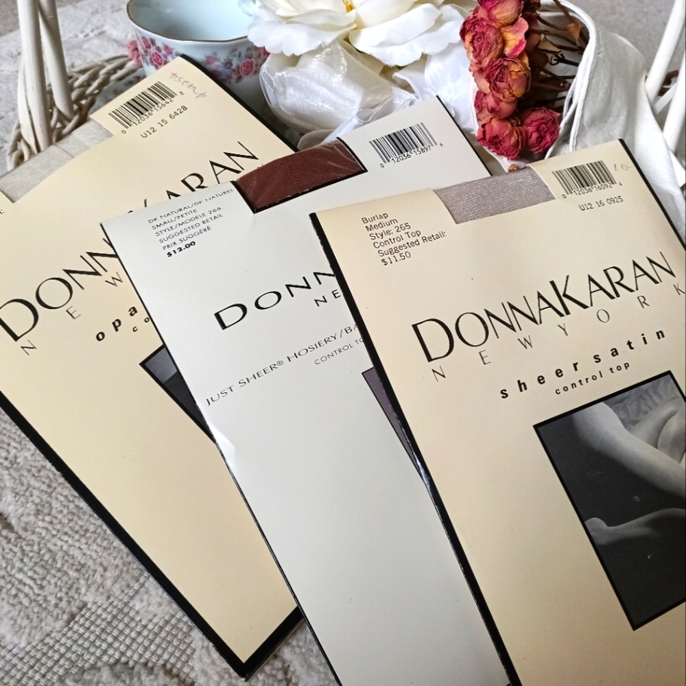 THREE PAIRS VTG 1990S "DONNA KARAN"  PANTYHOSE!